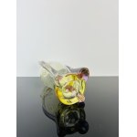 Citrine-Rosaline Glass Vase with Floral Engraving, Czechoslovak 1980s