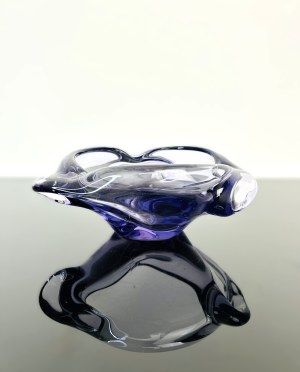 Amethyst Propeller Art Glass Ashtray, Czechoslovakia Glass