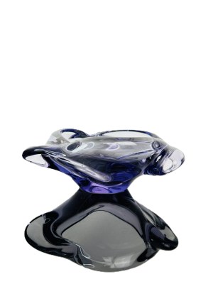 Amethyst Propeller Art Glass Ashtray, Czechoslovakia Glass