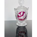 Crystal Bowl with Ruby Decoration, Czechoslovakia Cut Crystal