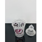 Crystal Bowl with Ruby Decoration, Czechoslovakia Cut Crystal