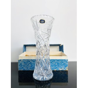 Large Hand-Cut Crystal Vase, Bohemia Crystal, 33 cm