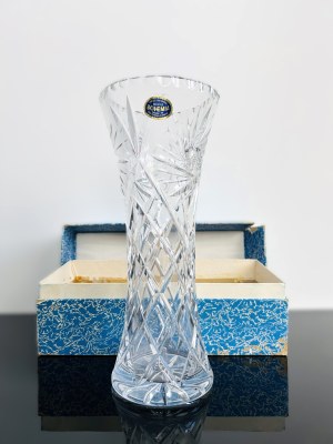 Large Hand-Cut Crystal Vase, Bohemia Crystal, 33 cm