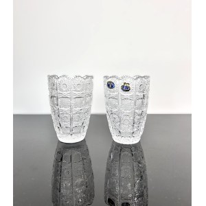 Pair of Hand-Cut Crystal Vases, Bohemia Crystal, 13.5 cm