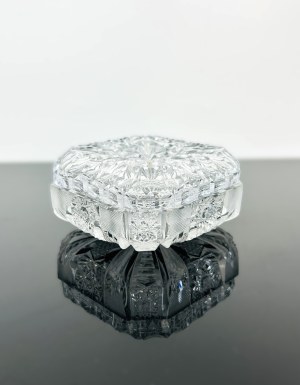 Czech Crystal Glass Lidded Jar - Hand-Cut Bohemian Crystal