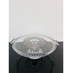 Floral Decor Art Glass Cake Stand, Czechoslovakia