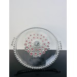 Floral Decor Art Glass Cake Stand, Czechoslovakia