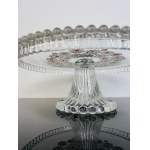 Floral Decor Art Glass Cake Stand, Czechoslovakia