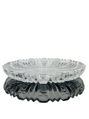 Massive Czech Crystal Cut Glass Bowl - Hand-Cut Bohemian Crystal