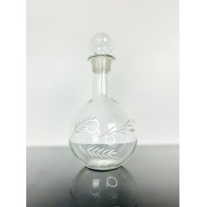Hand-Engraved Crystal Decanter with Floral Design - Bohemian Czech Crystal