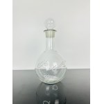 Hand-Engraved Crystal Decanter with Floral Design - Bohemian Czech Crystal