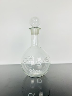 Hand-Engraved Crystal Decanter with Floral Design - Bohemian Czech Crystal