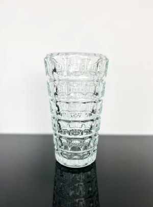 František Pečený, Large Pressed Glass Vase 31CM, Heřmanova Hut', 1963, Model 20040/200