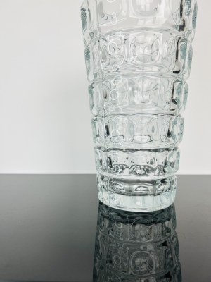 František Pečený, Large Pressed Glass Vase 31CM, Heřmanova Hut', 1963, Model 20040/200