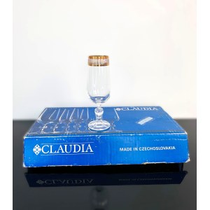 Set of 6 Luxury Crystal Glasses with Gold Overlay - Bohemian Czechoslovakia