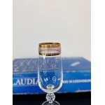 Set of 6 Luxury Crystal Glasses with Gold Overlay - Bohemian Czechoslovakia