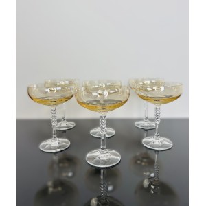 Set of 6 Citrine Crystal Glasses - Bohemian Czechoslovakia