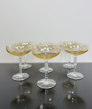Set of 6 Citrine Crystal Glasses - Bohemian Czechoslovakia