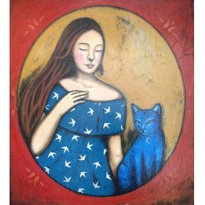 Małgorzata Rukszan, Dziewczyna z niebieskim kotem, 2019