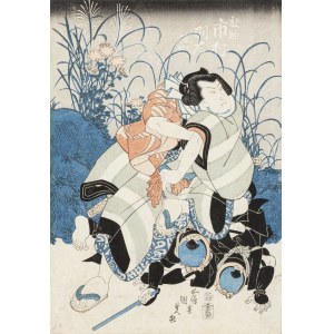 Utagawa Kunisada (1786-1865), Walka samurajów, I poł XIX w.