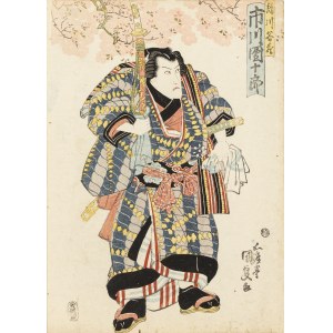 Utagawa Kunisada (1786-1865), Samuraj pod kwitnącym drzewem, przed 1845