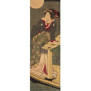 Utagawa Kuniyoshi (1798 - 1861), Na statku przy świetle księżyca