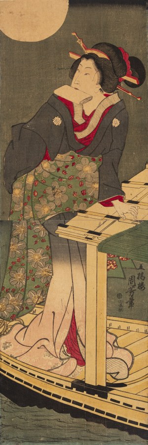Utagawa Kuniyoshi (1798 - 1861), On a ship by moonlight
