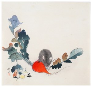 Tsukioka Kogyo (1869-1927), Rat and radish, circa 1900.