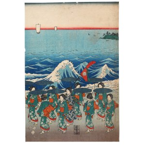 Ando Hiroshige lub Hiroshige II, Plansza z tryptyku Procesja do santuarium na wyspie Enoshima, II poł. XIX w.