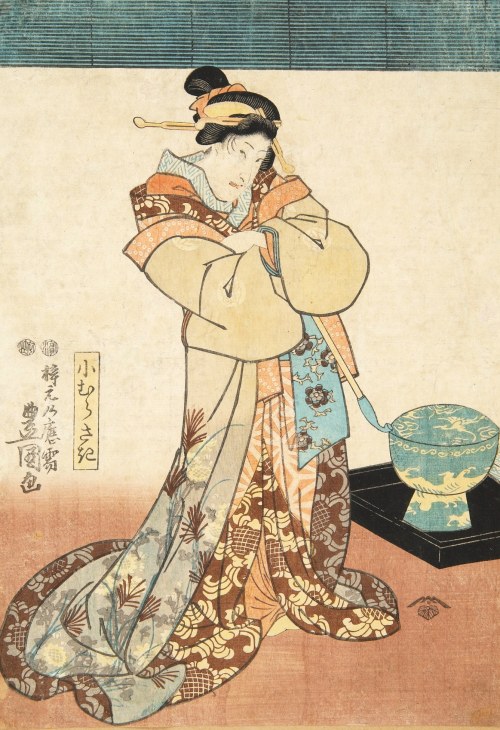 Utagawa Kunisada (1786-1865), Kobieta we wzorzystym kimono, 1847-1853