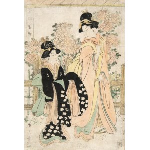 Kikugawa Eizan (1787-1867), Kobiety w ogrodzie, początek XIX wieku