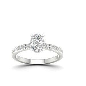 RING WITH OVAL LABGROWN DIAMOND AND SIDE PAVE' - 484 LG