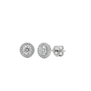 2.45 CT NATURAL DIAMOND GOLD EARRINGS - 806 HALO ROUND NAT 14K