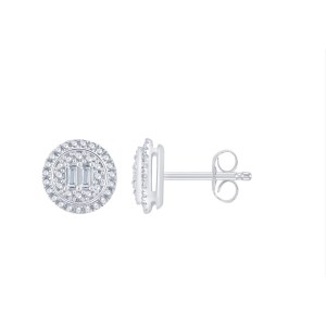 18K GOLD DIAMOND BUTTON EARRINGS - 338 18K LG