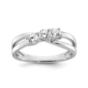 455 LG GOLD TRIPLE DIAMOND CROSS BAND RING