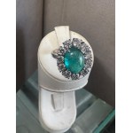 18K GOLD RING WITH EMERALD AND LABGROWN DIAMONDS