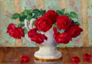 Zofia Albinowska-Minkiewiczowa (1886-1972), Red roses in a vase
