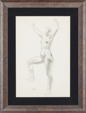 Wojciech Weiss (1875-1950), Standing nude with raised hands, ca. 1916