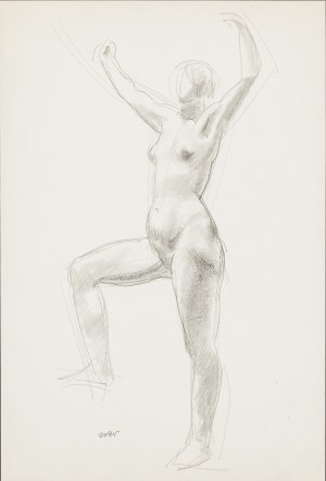 Wojciech Weiss (1875-1950), Standing nude with raised hands, ca. 1916