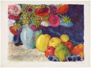 Henryk Teichler (1917-1943), Still life with fruit and flowers, 1938