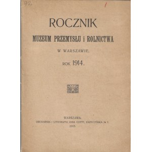 Jahrbuch des Museums für Industrie und Landwirtschaft in Warschau. 1914