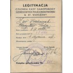 Legitimation of a member of the Self-help Fund for Private Police of the City of Warsaw [1934].