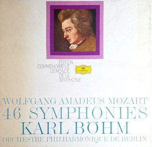 Wolfgang Amadeus Mozart, 46 symphonies, conducted by Karl Bohm, performed by the Berlin Philharmonic, Deutsche Grammophon (15 x vinyl)