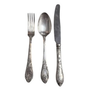 Cutlery set decorated with rocaille motif, USSR
