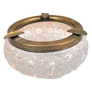 Crystal ashtray with metal hardware