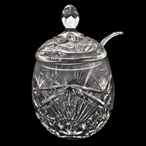 Punschterrine aus Kristall mit Deckel und Vintage PRL-Kelle