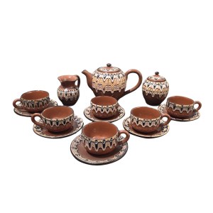 Ceramic coffee/tea service Peacock's eye, Bulgaria (?)