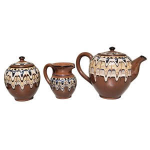 Ceramic coffee/tea service Peacock's eye, Bulgaria (?)