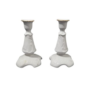 Pair of porcelain candlesticks, Rococco model, Ćmielów