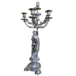 Kandelabr platerowany figuratywny, Warszawa, Fabryka Wyrobów Srebrnych i Platerowanych J. Fraget